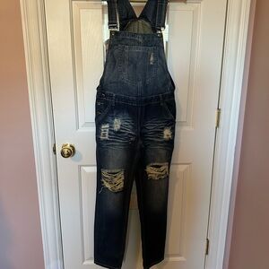 Machine Dark Blue Denim Overalls